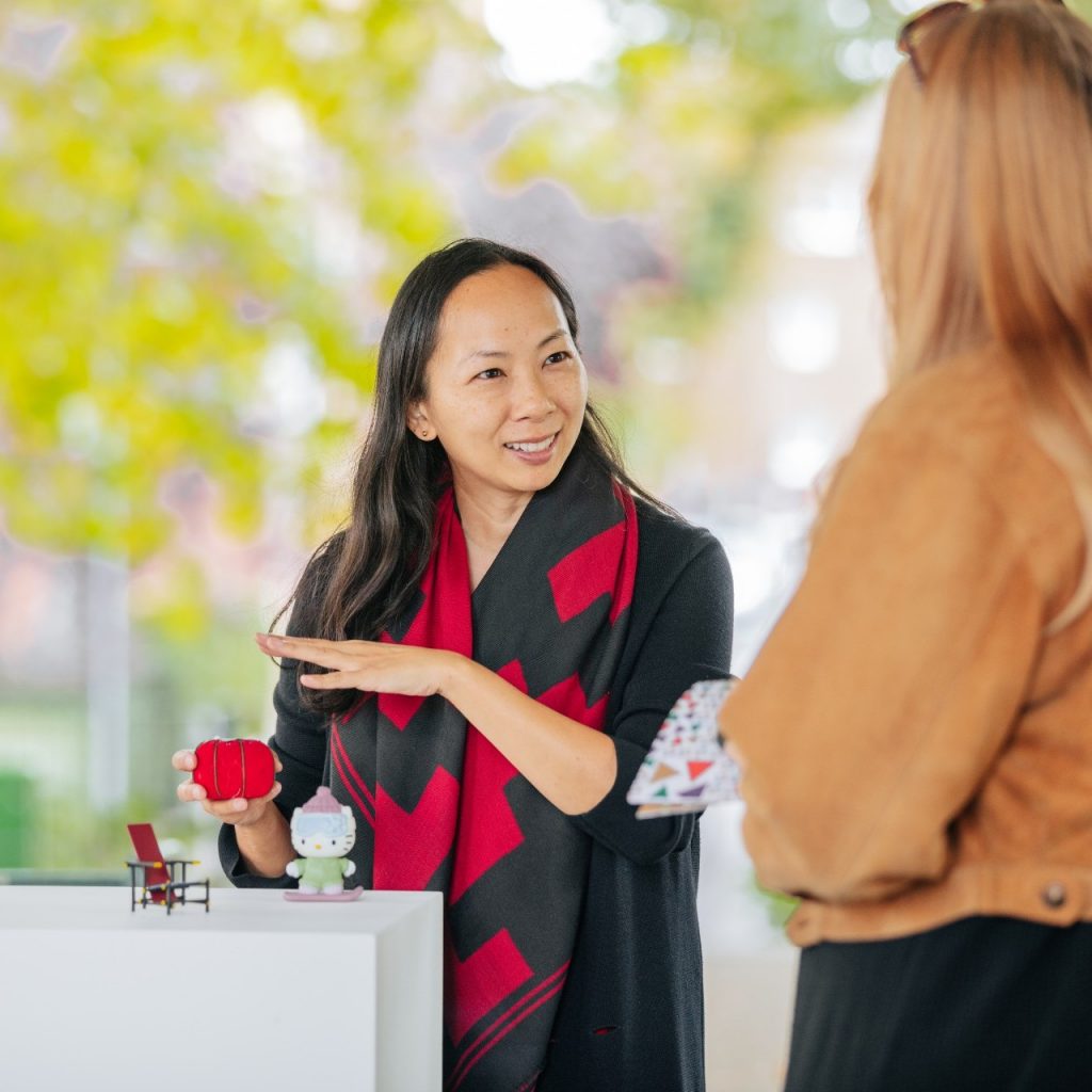 The-Grief-Gallery-Curator-Charlene Lam-London-Design-Festival-2022-credit-Efe-Onikinci-048-square Hands with file label with "Grief" misspelled as "Greif"